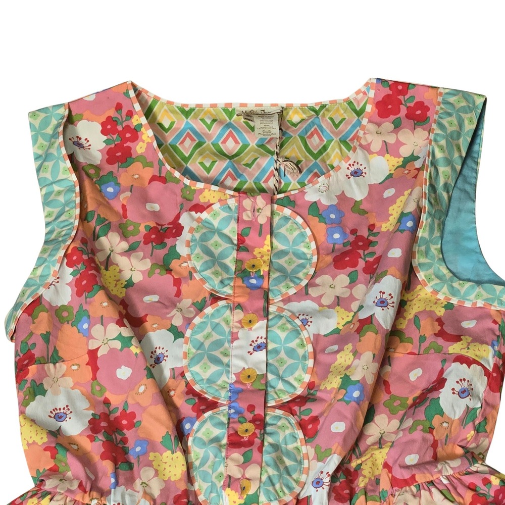 Matilda Jane Girls Pink Floral Sleeveless Dress Scalloped Button Front Size M - Picture 6 of 14